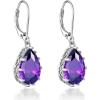 imageCrystal Zircon Drop Dangle Leverback Earrings Plated 18k Gold Teardrop Oval Pear Gemstone Birthstone Jewelry Set Gift for Wife Mom Daughter Girlfriend HerAmethyst Violet Purple