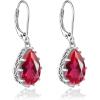 imageCrystal Zircon Drop Dangle Leverback Earrings Plated 18k Gold Teardrop Oval Pear Gemstone Birthstone Jewelry Set Gift for Wife Mom Daughter Girlfriend HerGarnet Red