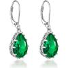 imageCrystal Zircon Drop Dangle Leverback Earrings Plated 18k Gold Teardrop Oval Pear Gemstone Birthstone Jewelry Set Gift for Wife Mom Daughter Girlfriend HerEmerald Green