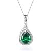 imageCrystal Zircon Pendant 925 Sterling Silver Necklace  Teardrop Pear Oval Gemstone Birthstone Jewelry Gift for Wife Mom Daughter GirlfriendEmerald Green