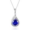 imageCrystal Zircon Pendant 925 Sterling Silver Necklace  Teardrop Pear Oval Gemstone Birthstone Jewelry Gift for Wife Mom Daughter GirlfriendSapphire Blue
