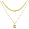 imageTrendy Separate Layered Choker Pendant Necklace  18k Gold Plated Snake Herringbone Flat Stackable Chain Rectangle Gemstone Crystal Zircon Necklace  Preppy Dainty Jewelry Set GiftPink