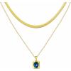 imageTrendy Separate Layered Choker Pendant Necklace  18k Gold Plated Snake Herringbone Flat Stackable Chain Rectangle Gemstone Crystal Zircon Necklace  Preppy Dainty Jewelry Set GiftSapphire Blue