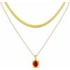 imageTrendy Separate Layered Choker Pendant Necklace  18k Gold Plated Snake Herringbone Flat Stackable Chain Rectangle Gemstone Crystal Zircon Necklace  Preppy Dainty Jewelry Set GiftRuby Red