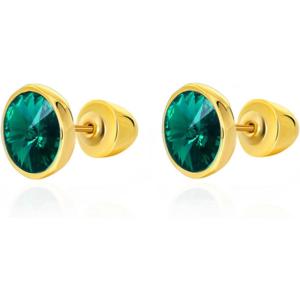 imageCrystal Gemstone Stud Earrings  18k Gold Plated Zircon CZ Birthstone Earrings  Preppy Dainty Jewelry Set Gift for Wife Mom Daughter GirlfriendEmerald GreenGold